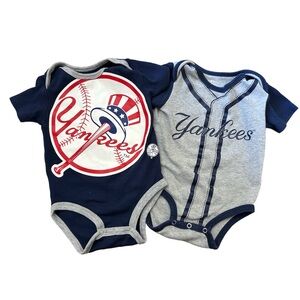 3-6m NY Yankees Baseball Tee Onesies Baby Bodysuit Body Suit Infant Set Bundle